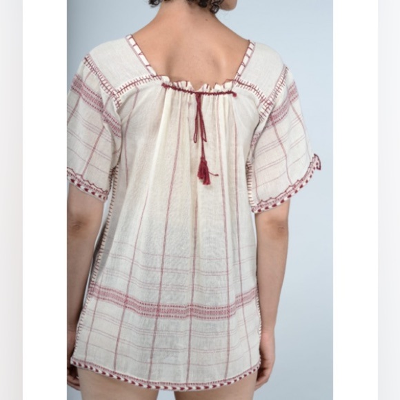 V.DE. VINSTER Kala Burgundy Handmade Peasant Blouse Lagenlook Handmade - Picture 8 of 16